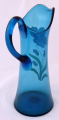 Modrý skleněný džbán s květem máku (2).JPG