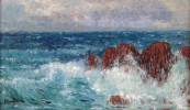 Karel Langer - Mořské vlny s útesy