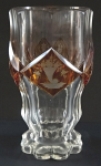 Biedermeierová sklenice ( pohár ) s žlutými medailony a emblémy