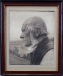 Gustav Jahn - Profil staršího muže v krajině