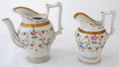 Větší a menší konvička, biedermeier - barevné květy a zlacení