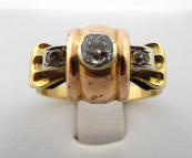 Zlatý prsten, mašlička, s broušenými kameny