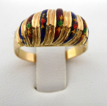 Koktejlový zlatý prsten s barevnými emaily