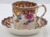 Malý šálek s barevnými květinami - Spode, Stoke on Trent
