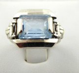 Art deco stříbrný prsten s modrým kamenem - König Heinrich, Jablonec