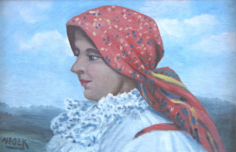 Portrét ženy v krojovém šátku