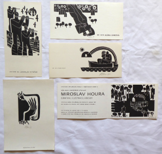 Miroslav Houra - PF 1976, 2 x PF 1979, Ex libris, Pozvánka Hollar (1).JPG