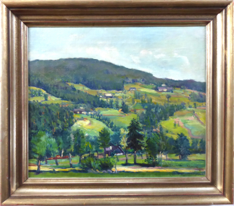 Jaroslav Rérych - Kopcovitá krajina se staveními (1).JPG