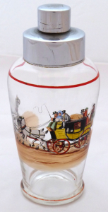 Skleněný šejkr s malovaným anglickým spřežením s kočárem (1).JPG
