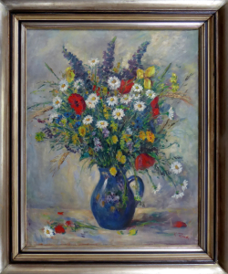 Karel Randa - Luční květiny v modrém džbánu (1).JPG