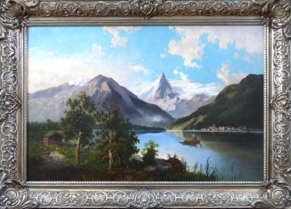 Pohled na Alpské jezero s městečkem (1).JPG