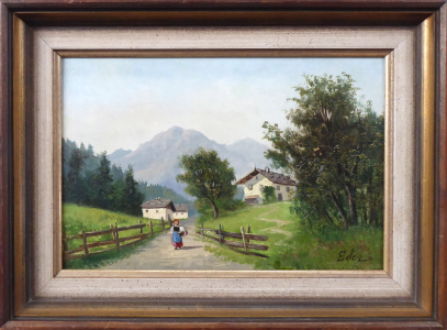 Eder - Alpská krajina s pastvinami a postavou na cestě (1) - kopie.JPG