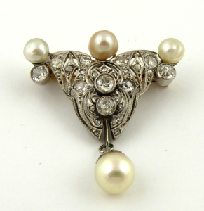 Elegantní brož s mořskými perlami a diamanty - 1,00 ct (1).JPG