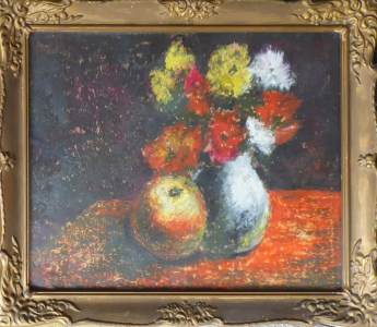 Ján Mudroch - Zátiší s květinami a jablkem (1).JPG